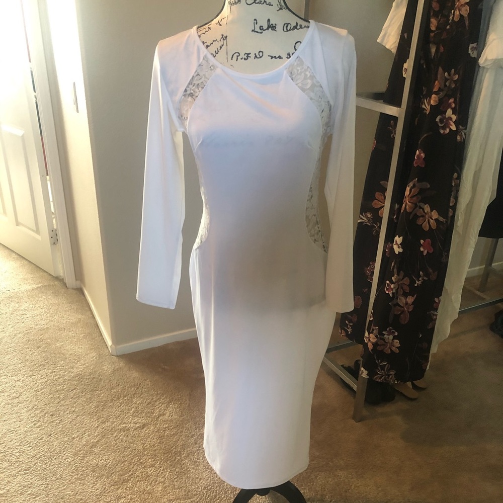 White Dress with lace cute outs!!